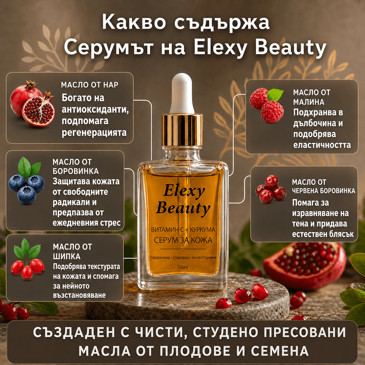 Elexy Серум за Естествено Сияние с Куркума и Витамин C